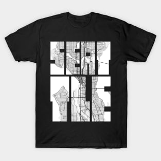 Seattle, USA City Map Typography - Light T-Shirt